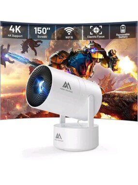 Aubor Mentech X3 Smart Home Projector 4K Support Wi-Fi Electric Focus White